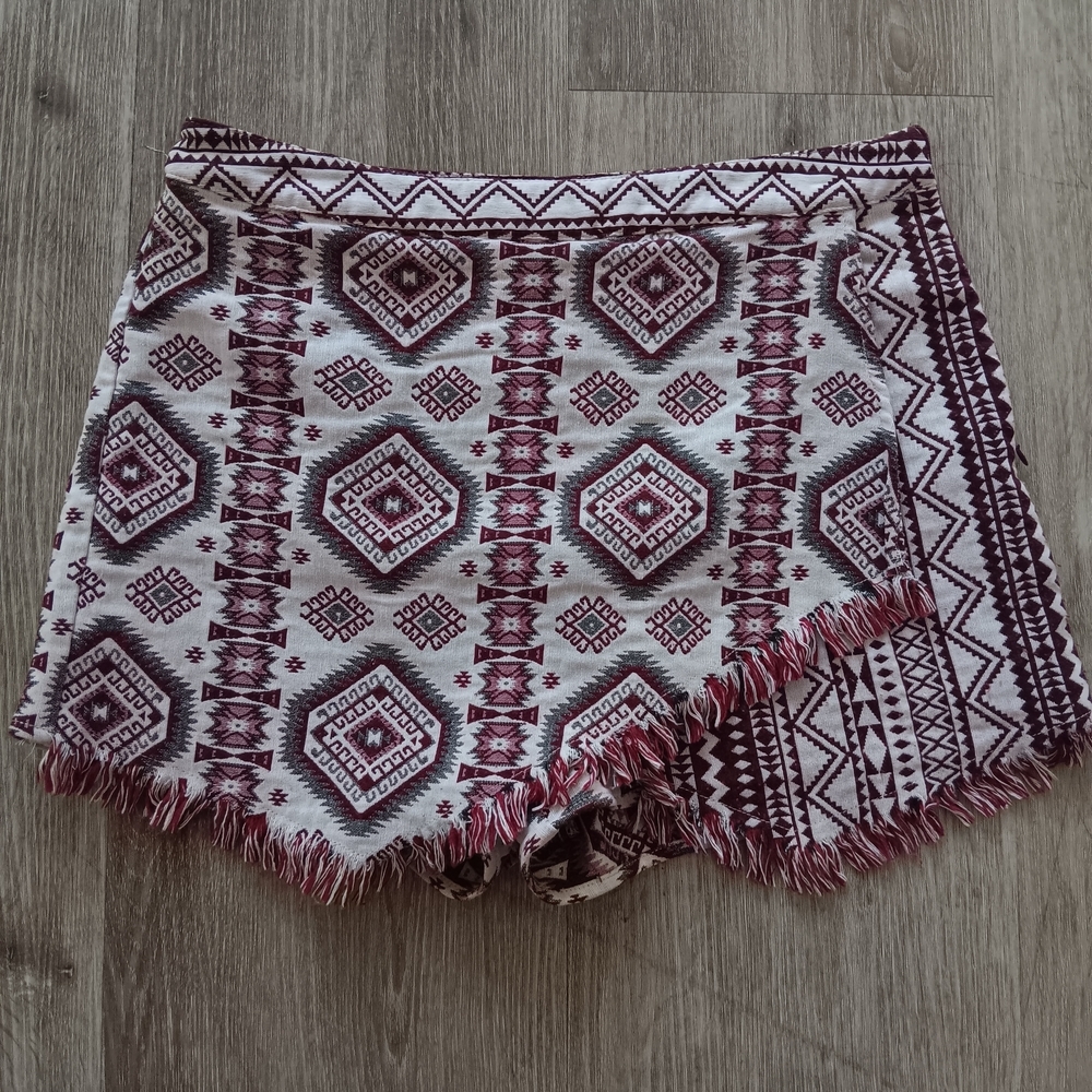 Blu Pepper Skort Womens Large Cotton Fringe Romantic Western Rockabilly Pockets